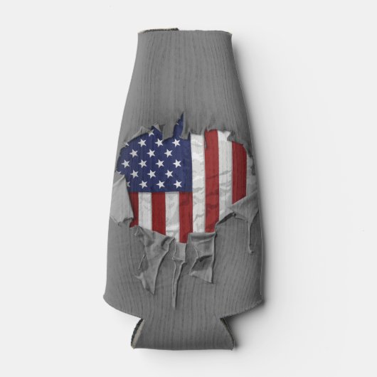 Amerikanische Flagge zerkleinert, gerissen und ver Flaschenkühler (Vorderseite)