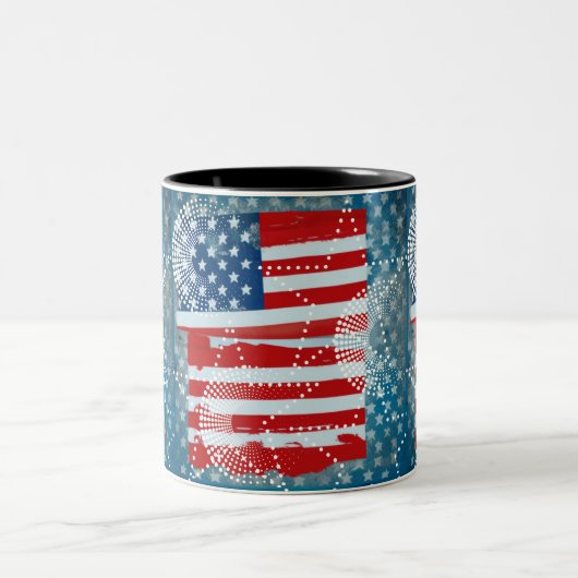 Amerikanische Flagge Zweifarbige Tasse (Mittel)
