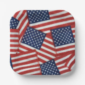 Amerikanische Flaggen am 4. Juli Pappteller (Vorderseite)