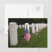 Amerikanische Flaggen auf Gräbern amerikanischer V Postkarte (Vorne/Hinten)