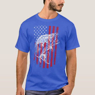 Amerikanische Flaggen-Bass-Fischen-Shirt T-Shirt
