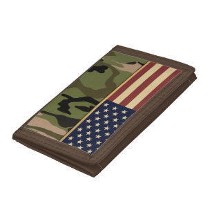 Amerikanische Flaggen-Camouflage Tri-fold Geldbeutel