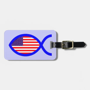 Amerikanische Flaggen-christliches Fisch-Symbol Gepäckanhänger