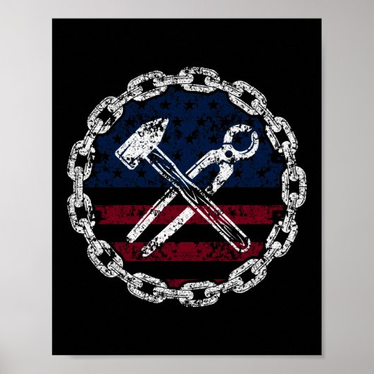 Amerikanische Flaggen-Eisenbahner und -werkzeuge Poster (Vorne)