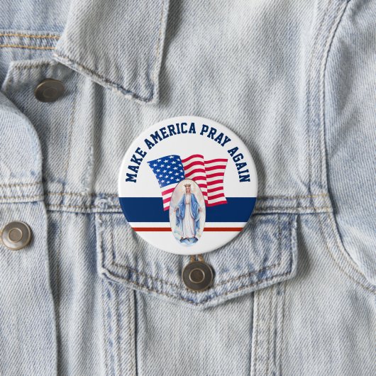 Amerikanische Flaggen-gesegnete Jungfrau Mary Button (Beispiel)