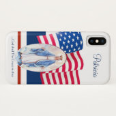 Amerikanische Flaggen-gesegnete Jungfrau Mary Case-Mate iPhone Hülle (Rückseite (Horizontal))