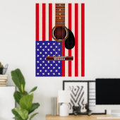 Amerikanische Flaggen-Gitarre Poster (Heimbüro)