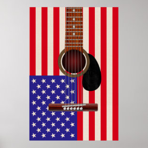 Amerikanische Flaggen-Gitarre Poster