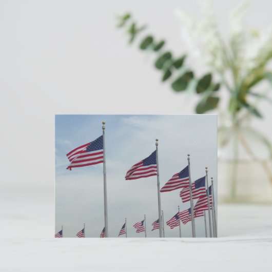 Amerikanische Flaggen im Washington Monument Postkarte (Stehend Vorderseite)