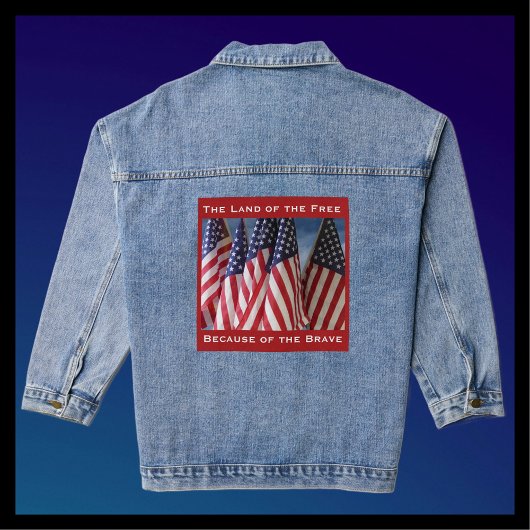Amerikanische Flaggen Land der Freien Weil Brave B Jeansjacke