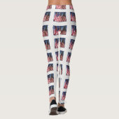 Amerikanische Flaggen, Name, Weiß Leggings (Rückseite)