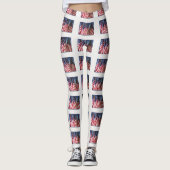 Amerikanische Flaggen, Name, Weiß Leggings (Vorderseite)