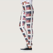 Amerikanische Flaggen, Name, Weiß Leggings (Links)