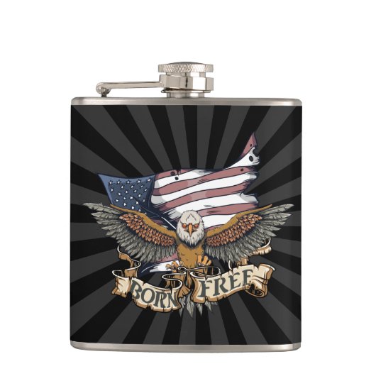 Amerikanische Flaggen-patriotisches kahler Flachmann (Vorderseite)