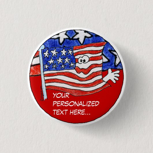 Amerikanische Flaggen-personalisierter Button (Vorderseite)