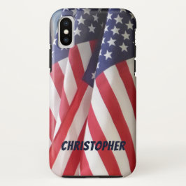Amerikanische Flaggen, Personalisierter Name iPhone 16 Hülle