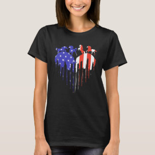 Amerikanische Flaggen Rotes Weißes Pferd und Blau T-Shirt