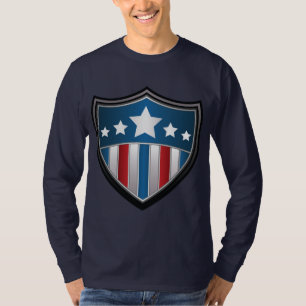 Amerikanische Flaggen-Schild Lang-Hülse Shirt
