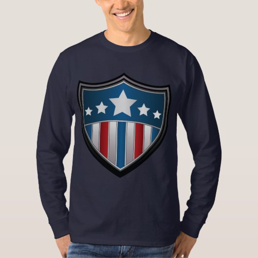 Amerikanische Flaggen-Schild Lang-Hülse Shirt (Vorderseite)