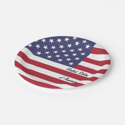 Amerikanische Flaggen-Teller, amerikanische Patrio Pappteller (Schrägansicht)