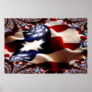 Amerikanische Flaggen und mehr Flaggen-Fraktal Poster