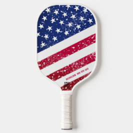 Amerikanische Flaggen und Streifen Personalisiert Pickleball Schläger