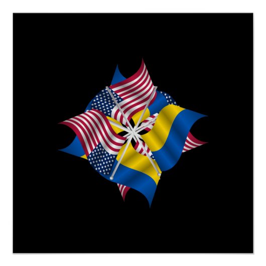 Amerikanische Flaggen und ukrainische Flaggen Poster (Vorderseite)