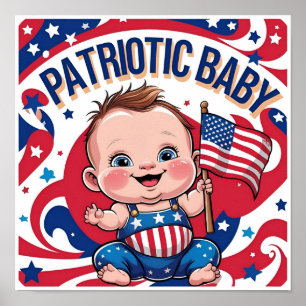 Amerikanische Flaggen-Wandkunst fürs Babyzimmer Poster