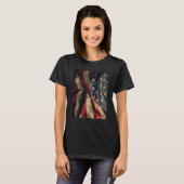 Amerikanische Flaggen-Waving-Fabric-Design-Frauen T-Shirt (Vorne ganz)