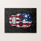 Amerikanische Flaggen-Zuckerschädel mit Rosen Puzzle (Horizontal)