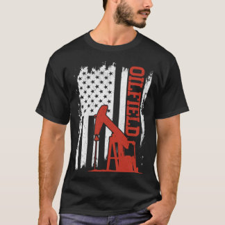Amerikanische Flaggenarbeiter von Ölfeldern Ölrig- T-Shirt