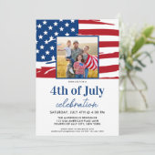 Amerikanische Flaggenfamilie Foto 4. Juli Party Einladung (Stehend Vorderseite)