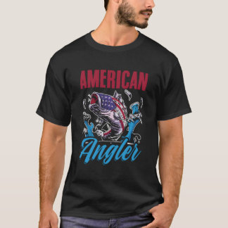 Amerikanische Flaggenfischerei 4th July Patriotic  T-Shirt