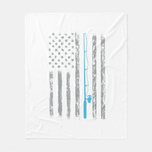 Amerikanische Flaggenfischgeschenke Retro US-Flagg Fleecedecke (Vorderseite)