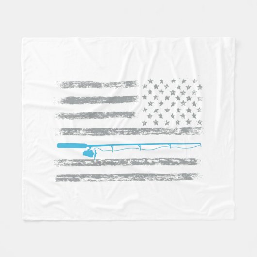 Amerikanische Flaggenfischgeschenke Retro US-Flagg Fleecedecke (Vorderseite (Horizontal))
