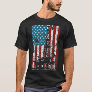 Amerikanische Flaggengeschenke für Ölfeldratskrams T-Shirt