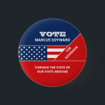 Amerikanische Flaggengestaltung, politische Wahlka Button<br><div class="desc">American Flag Design,  Political Campaign Advertising Abzeichen by The Business Card Store.</div>