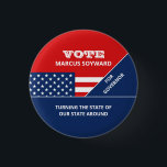 Amerikanische Flaggengestaltung, politische Wahlka Button<br><div class="desc">American Flag Design,  Political Campaign Advertising Abzeichen by The Business Card Store.</div>