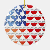 Amerikanische Flaggenherzen Keramik Ornament (Hinten)