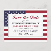 Amerikanische Flaggenhochzeit speichert das Datum Ankündigungspostkarte (Vorderseite)