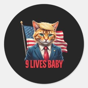 Amerikanische Flaggenkatze in Suite Donald Trump N Runder Aufkleber