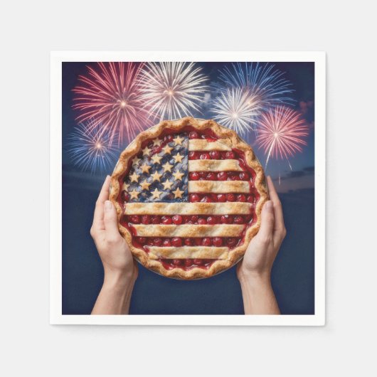 Amerikanische Flaggenkruste auf einem Kirschkuchen Serviette (Vorderseite)
