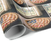 Amerikanische Flaggenkruste auf Erdbeerkuchen Geschenkpapier (Rolleneckpunkt)