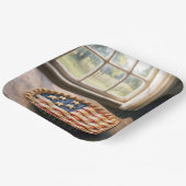 Amerikanische Flaggenkruste auf Erdbeerkuchen Pappteller (Gewinkelt)