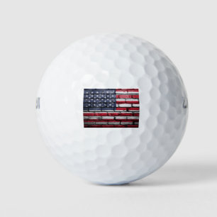 Amerikanische Flaggenmalerei auf einer Ziegelmauer Golfball