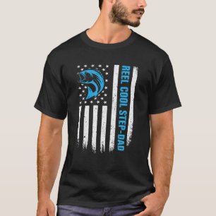 Amerikanische Flaggenrolle Coole Step-Vater Fishin T-Shirt