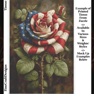 Amerikanische Flaggenrose, Sterne und Streifen DT8 Seidenpapier