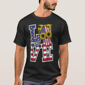 Amerikanische Flaggenschädel 4. Juli Liebe Amerika T-Shirt
