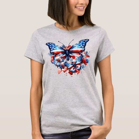 Amerikanische Flaggenschmetterlinge T-Shirt (Vorderseite)