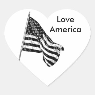 Amerikanische Flaggenskizze für den benutzerdefini Herz-Aufkleber